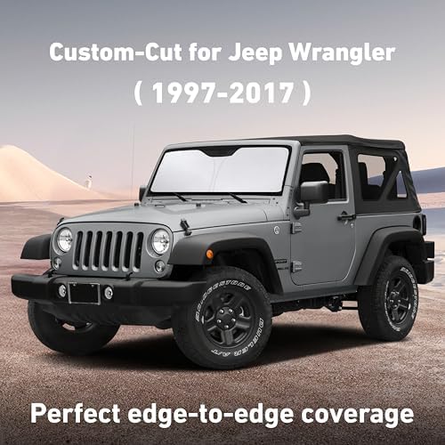 EcoNour Windshield Sunshade for Jeep Wrangler Rubicon Sahara 1997-2016 2017 - Image 2