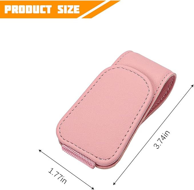 Sunglasses Holder for Car Visor, Microfiber Leather Magnetic Sun Visor Eyeglasses Hanger & Ticket Card Clip, Multi-Function Automotive Interior Glasses Mount, Universal Fit (Pink) - Image 2