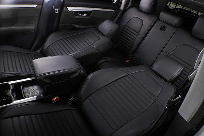 EKR Seat Covers for Honda Accord 2023 2024 2025 2026 LX(Rear Row W/Solid Backrest) Leather Car Seat Cover,Waterproof Car Seat Protectorss,Trucks Seat Covers Full Set(Black) - Image 4