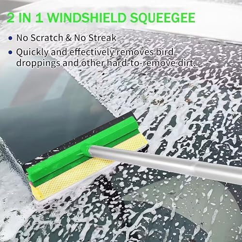 Car Wash Kit, 62'' Car Wash Brush with Long Handle, Soft Bristle Scratch-Free Car Detailing Brush Cleaning Kit, with Wash Mitt Towel Window Squeegee Tire Brush for Car SUV Truck RV Cleaning - Image 4