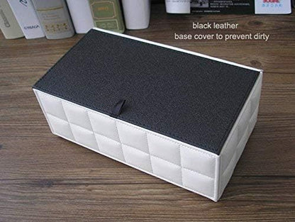 KINGFOM Rectangular Tissue Box Cover, Imitation Suede PU Leather Tissue Box Holder, Facial Napkin Paper Dispenser for Home Office Car Automotive Decoration with Magnetic Bottom(Soft White) - Image 4