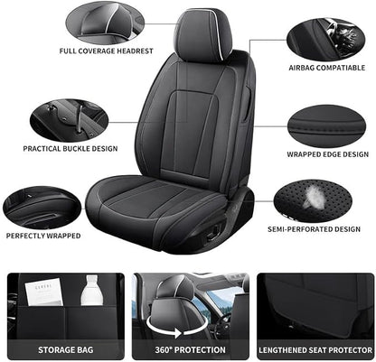 Car Seat Covers Full Set for Hyundai Venue 2019-2026,Black&White | Premium Faux Leather, Waterproof, Anti-Slip, Airbag Compatible, Breathable, Car Seat Protectors, 2 Rows 5 Seats - Image 2
