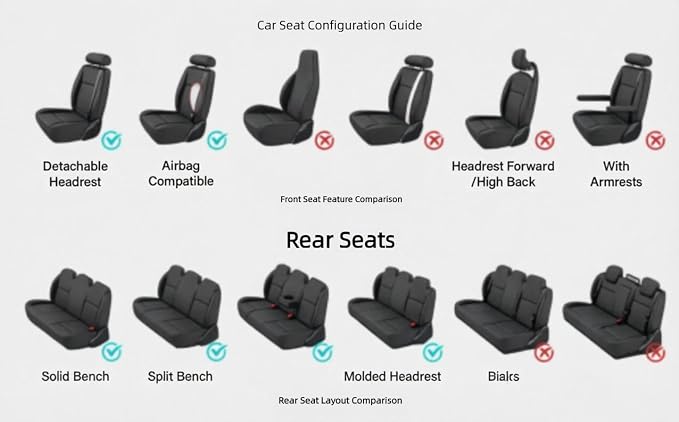 Custom Car Seat Covers Fit for Wrangler JL JK Rubicon Sahara Grand Cherokee L Cherokee Compass Renegade Gladiator Wagoneer Liberty Commander Grand Cherokee SRT (Black Blue) - Image 4