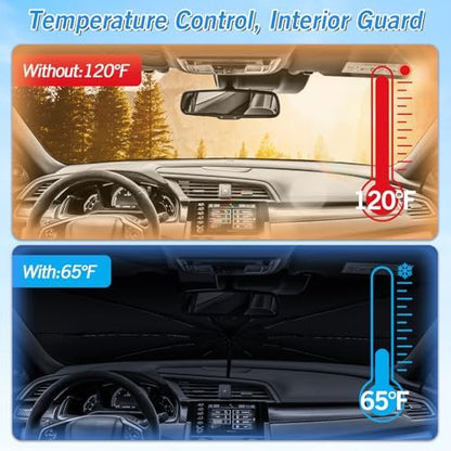 KUST Windshield Sun Shade Umbrella for Honda Civic 2016 2017 2018 2019 2020 2021 Rear Window Shades 100% UV Protection and Blackout Privacy 5PCS Car Window Covers Accessories - Image 6