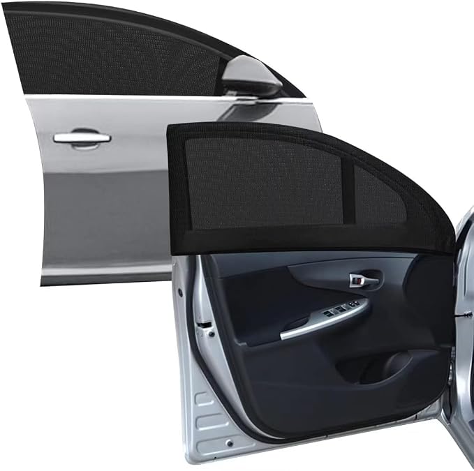 2pcs Car Front Side Window Sunshade Mesh Screen for Camping 21.5''x40'' | Breathable Mesh Car Window Screen for SUVs Cars Sunshade Anti-UV Rays, Privacy Shade Car Camping Net for Ventilation by TECUUL