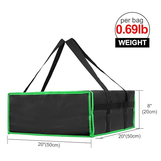 Bodaon Insulated Pizza Delivery Bag, 20" x 20" x 8" Pizza Warmer Bags for Carry Hot, Black with Green Edge, 1-Pack - Image 2