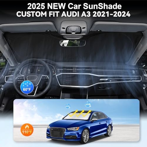 for 2022-2024 2025 Audi A3 Sun Shade Windshield Cover, Car Sunshades for Front Windows Shield Custom Fit A3 Sedan/A3 Quattro/RS3/Cabriolet/S3 Sun Visor Protector Blocks UV Rays Car Accessories - Image 4