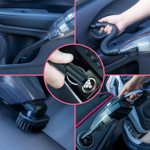 20Pcs Car Cleaning Wash Kit Interior Detailing Cleaner Kit with High Power Handheld Vacuum, Brush Set, Windshield Tool, Duster, Towels, Complete Car Care Tools, Pink - Image 3
