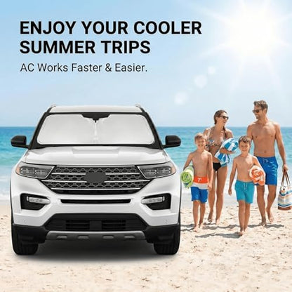 Windshield Sun Shade for Ford Explorer 2020-2024 2025 2026 Window Shade Custom Fit Explorer Accessories SUV ST XLT, Limited, Platinum Sun Visor Foldable Shade Blocks UV Rays - Image 4