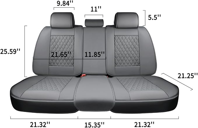 Coverado Car Seat Covers Full Set, Automotive Front and Rear Seat Covers with Backrest, Nappa Leather Car Seat Protectors Waterproof, Universal for Most Vehicles,Gray - Image 8