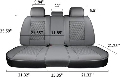 Coverado Car Seat Covers Full Set, Automotive Front and Rear Seat Covers with Backrest, Nappa Leather Car Seat Protectors Waterproof, Universal for Most Vehicles,Gray - Image 8
