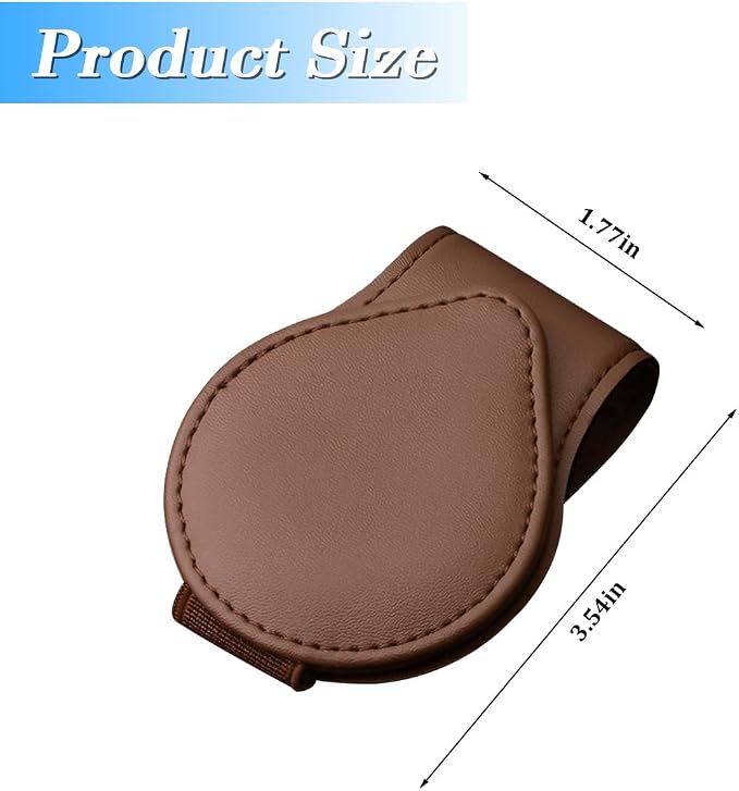 Sunglasses Holder for Car Visor, Magnetic Leather Sun Visor Eyeglasses Hanger & Ticket Card Clip, for Most Cars - Image 2
