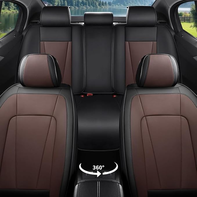 Car Seat Covers Full Set Fit For Hyundai Ioniq 5 2021-2026 ,Black&Brown | Premium Faux Leather, Waterproof, Anti-Slip, Airbag Compatible, Breathable, Car Seat Protectors, 2 Rows 5 Seats - Image 3