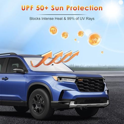 for Car Windshield Sunshade Umbrella 2023-2025 2026 Honda Pilot Custom Fit Windshield Sun Protector Cover 6-Layer Heat-Resistant Fabric, Ultra-Strong Fiberglass Frame (for 2023-2026 Honda Pilot) - Image 3