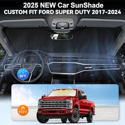 Windshield Sunshade for Ford F250 F350 F450 F550 2017-2024 2025 2026 - Image 4