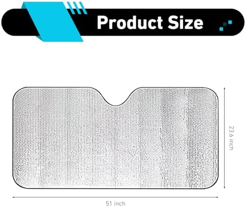 Car Windshield Sunshade, Foldable Reflective Aluminum Foil Windshield Sun Shade, 51.2" x 23.6" Front Window Sun Protector Cover, Universal for Most Cars, SUVs, Trucks (Silver #2) - Image 2