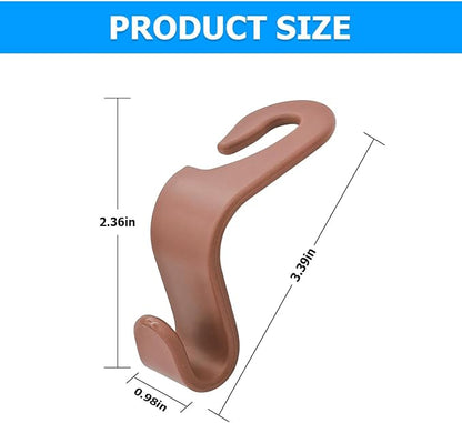 4 Pack Car Seat Headrest Hooks for Vehicle Seats, Brown | rear-row hanging storage, supports bags coats and groceries, fits matching headrest posts, interior accessory - Image 3