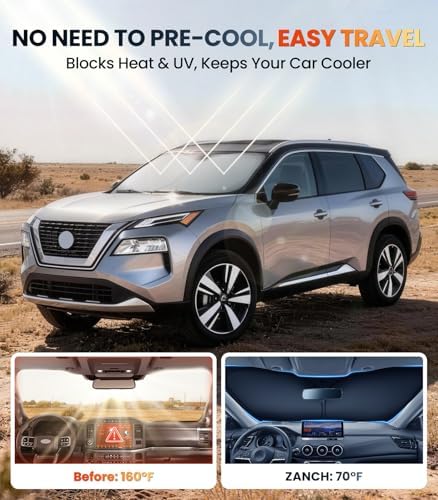 Zanch Custom Windshield Sun Shade for Nissan Rogue 2021-2026, 7-Layer UV & Heat Block, 3D Laser Scanned, Interior Protection, Keep Car Cooler, Foldable SUV Accessories - Image 2