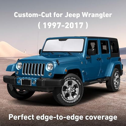 EcoNour Windshield Sunshade Compatible for Jeep Wrangler 1997-2016 2017 - Image 2