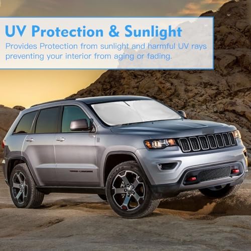 Windshield Sun Shade Car Sunshade Accessories Fit 2021-2011 Jeep Grand - Image 6