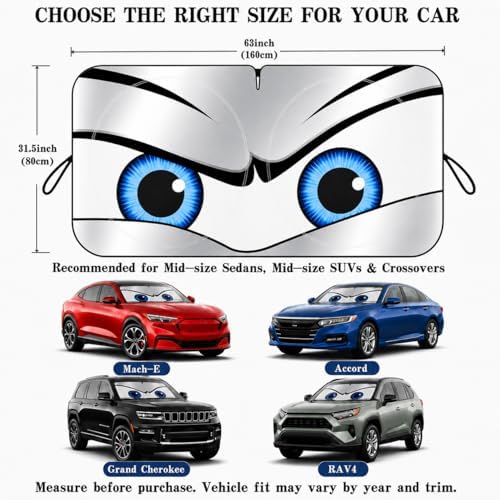 Car Windshield Sun Shade, Universal Fit Midsized Sedan SUV, Sporty Silver - Image 5