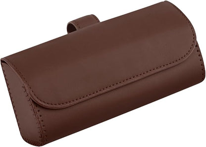 Augeny Sunglasses Holder for Car Sun Visor, Leather Auto Eyeglasses Storage Case with Hidden Magnetic Closure, Protective Glasses Organizer Box, Vehicle Visor Accessories for Woman Man (Brown) by Augeny