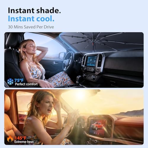 2026 Upgraded Windshield Sun Shade Umbrella for Chevrolet Trax [Precision Custom Fit, Superior UV & Heat Block] Cooling Tech Fabric, Durable Foldable with Storage Bag, Fits 2015-2022, 2024-2026 - Image 3