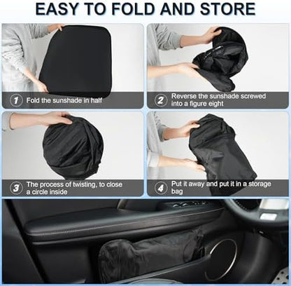 SINGARO Universal 300T Car Windshield Sun Shade, Foldable Reflective for Windshield & Window Shades with Overlapping Design, Car Interior Accessories (64.5" L x 33" W) - Image 6