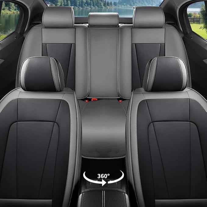 Car Seat Covers Full Set Custom Fit for Acura TSX 2004-2014 , Gray&Black | Premium Faux Leather, Waterproof, Anti-Slip, Airbag Compatible, Breathable, Car Seat Protectors, 2 Rows 5 Seats - Image 3