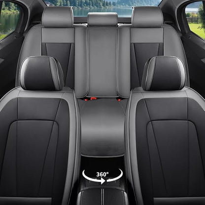 Car Seat Covers Full Set Fit For Hyundai Santa Cruz 2022-2026 ,Gray&Black | Premium Faux Leather, Waterproof, Anti-Slip, Airbag Compatible, Breathable, Car Seat Protectors, 2 Rows 5 Seats - Image 3