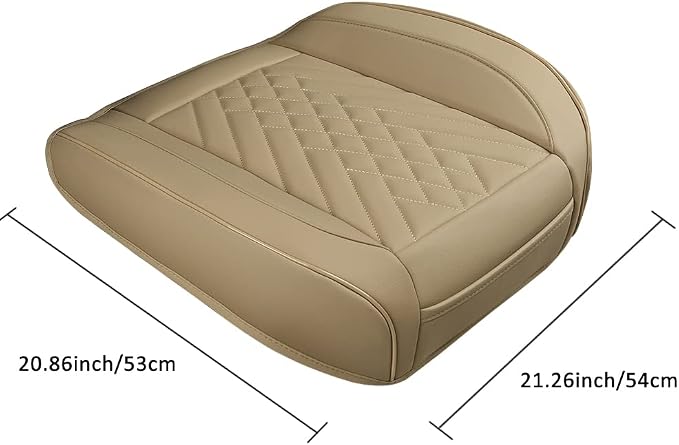 GIANT PANDA 1pack Front Car Seat Cover Bottom Seat Cover, PU Leather Driver Car Seat Protector Fits 95% of Vehicles, Wrapping Around The Bottom (Beige) - Image 9