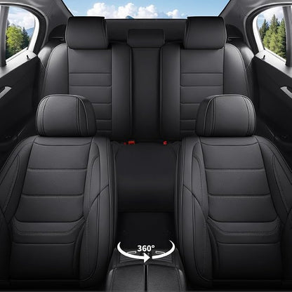 Car Seat Covers Full Set Custom Fit For Toyota Prius 2001-2026, Black | Lumbar Support, Premium Faux Leather, Breathable, Anti-Slip, Airbag Compatible, Waterproof, Car Seat Protectors, 2 Row-5Seat - Image 2