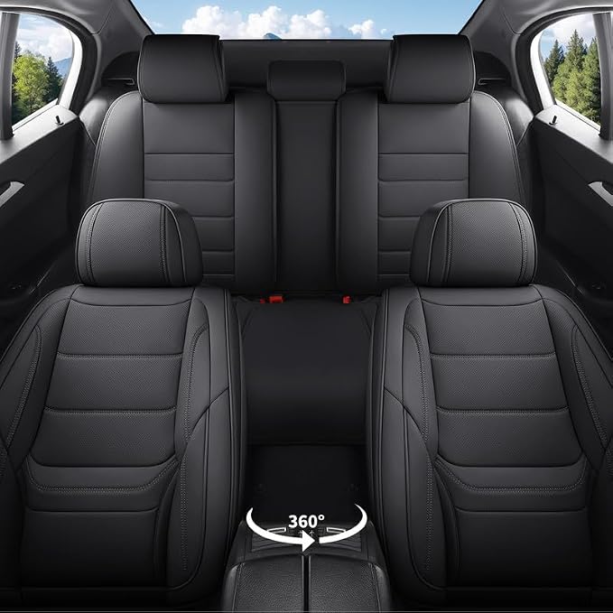 Car Seat Covers Full Set Custom Fit For Lexus ES330 2004-2006, Black | Lumbar Support, Premium Faux Leather, Breathable, Anti-Slip, Airbag Compatible, Waterproof, Car Seat Protectors, 2 Row-5Seat - Image 2