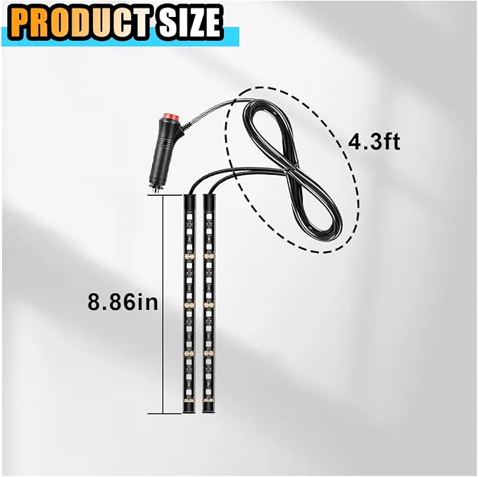 smilfuy Car LED Strip Light, Cigarette Lighter Car Interior Decorative Lamp | 12V Under Dash Ambient Night Light, 24 LEDs RGB Neon Interior Atmosphere Lights, LED Ambient Lights for Car SUV, Ice Blue - Image 2