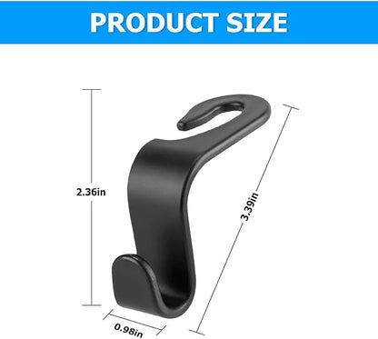 8sanlione 4PCS Car Back Seat Headrest Hooks, Storage Hanger, Black | 4.1x1.2 Inch, Universal fit, most cars/SUVs/trucks, plastic body, open clip, hidden mount, interior accessories - Image 2