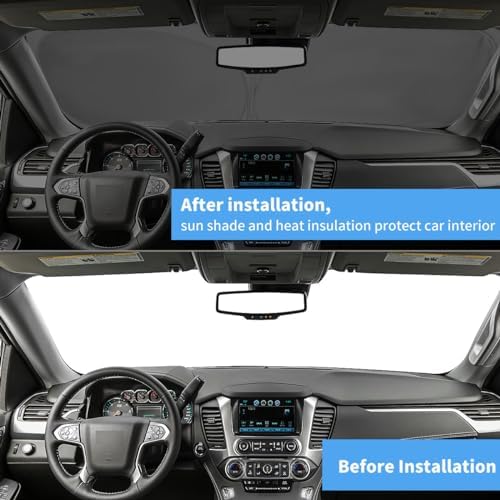 Windshield Sun Shade Car Sunshade Accessories Fit 2026-2021 Chevy Tahoe Z71 - Image 3