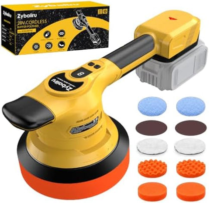 20V Brushless 6-Inch Random Orbital Cordless Buffer Polisher Kit by Zybaiiru