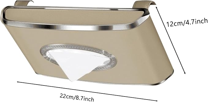 Faux Leather Car Tissue Box for Car Interior, Multi-Function Tissue Holder with Visor Clip, Armrest & Back Seat Napkin Organizer, Vehicle Tissue Dispenser Accessories (Beige Hanging) - Image 9