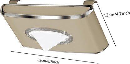 Faux Leather Car Tissue Box for Car Interior, Multi-Function Tissue Holder with Visor Clip, Armrest & Back Seat Napkin Organizer, Vehicle Tissue Dispenser Accessories (Beige Hanging) - Image 9