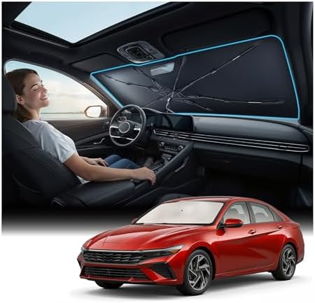 Nmoiss Windshield Sun Shade Umbrella Fit for Hyundai Elantra 2012-2026 Accessories, [Vinyl Coating Heat Shield] Protect Car from Sun Rays & Heat Damage Keep Cool and Protect Interior by Nmoiss