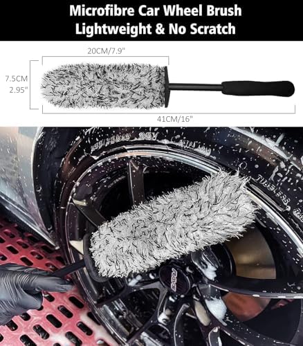 YeewayVeh 4Pack Car Wheel Cleaning Kit, Bendable Rim Brush Set, Red - Image 3