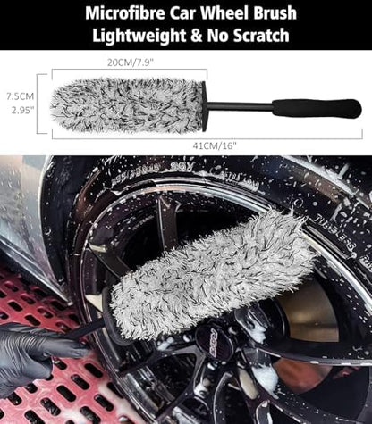 YeewayVeh 4Pack Car Wheel Cleaning Kit, Bendable Rim Brush Set, Red - Image 3