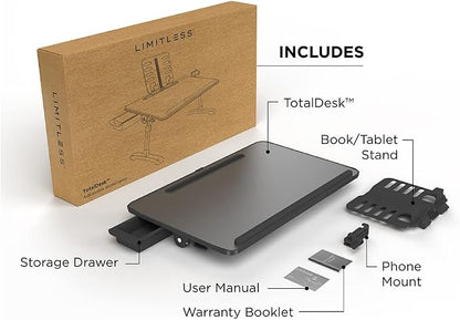 Limitless TotalDesk Portable Modern Workstation and Lap Desk with Adjustable Height & Tilt (Charcoal) - Image 8