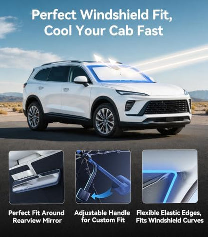 Nmoiss [Vinyl Coating Heat Shield] Windshield Sun Shade Umbrella Custom for Buick Envision, Protect Car from Sun Rays & Heat Damage Keep Cool and Protect Interior - Image 5