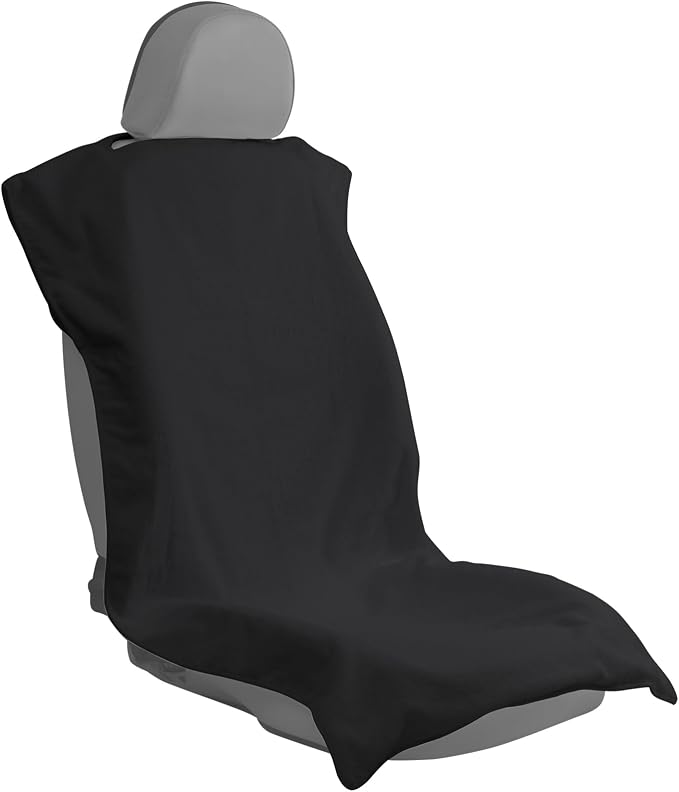 Car Seat Towel Covers Front Seats Protector for Gym and Workout, Automotive Washable Driver Cars Seat Sweat Cover for Dog, Compatible with Tesla Model Y Juniper/3/X/S (Fleece Black, 1Pcs) by LoyaGour