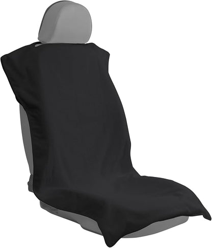 Car Seat Towel Covers Front Seats Protector for Gym and Workout, Automotive Washable Driver Cars Seat Sweat Cover for Dog, Compatible with Tesla Model Y Juniper/3/X/S (Fleece Black, 1Pcs) by LoyaGour