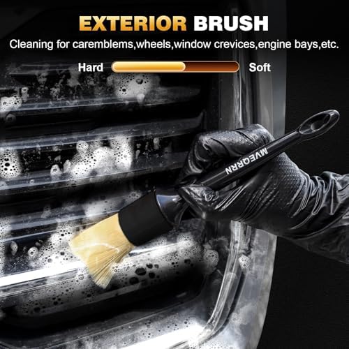 MVEQRRN 7PCS Car Detailing Brush Set,Boars Hair Detail Brush Kit(Black) - Image 5