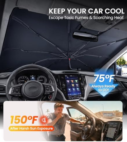 Zanch Windshield Sun Shade Umbrella Snug Fit for Subaru Outback 2000-2026 - Image 2