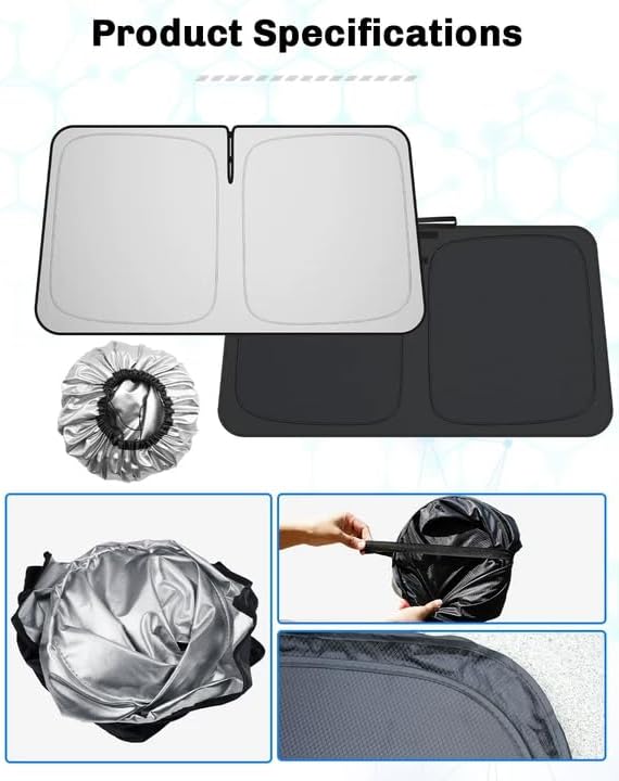 SXCY for 2025 2026 Acura ADX Windshield Sunshade for 2025 2026 Acura ADX Accessories 2025 2026 ADX Sunshade Foldable Sun Shield Sun Shade Block UV Rays - Image 6