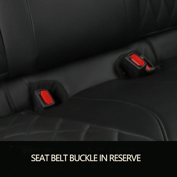 EKR Rav4 Seat Covers Custom Fit for Toyota Rav4 LE(NOT for Hybrid) 2013 2014 2015 2016 2017 2018,Leather Car Seat Cover for Trucks SUV Full Set,Faux Leather(Black/Gray) - Image 4